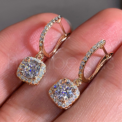 Brass Cubic Zirconia Hoop Earrings WGBBAEC-06-1