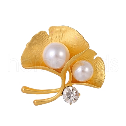 Leaf Zinc Alloy Rhinestone Brooches PW-WG93FBE-01-1