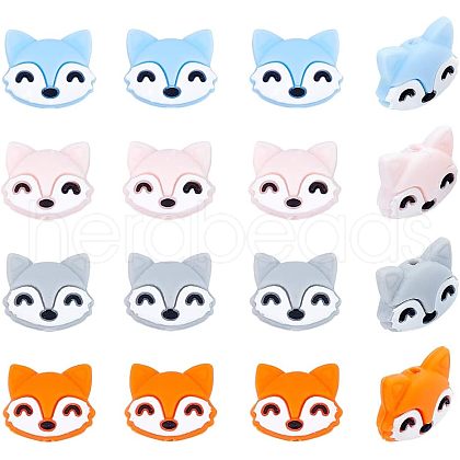 CHGCRAFT 16Pcs 4 Style Food Grade Eco-Friendly Silicone Focal Beads SIL-CA0001-22-1