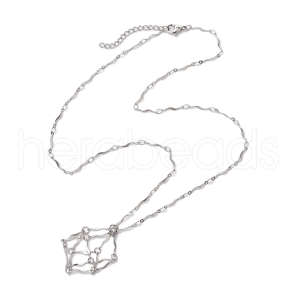 304 Stainless Steel Wavy Bar Link Chain Macrame Pouch Necklace Making NJEW-JN05061-02-1