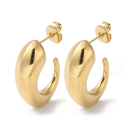 304 Stainless Steel Horn Stud Earrings EJEW-Z026-07G-1