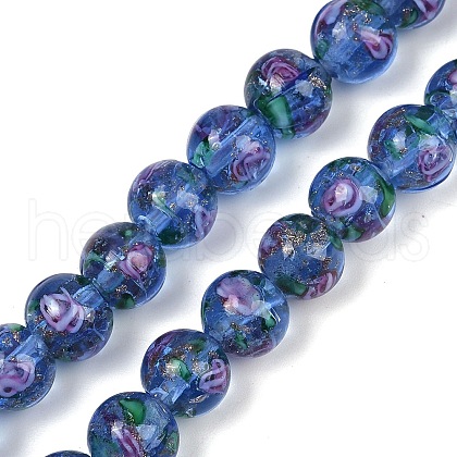 Handmade Glod Sand Lampwork Beads Strands LAMP-B028-03I-10mm-1
