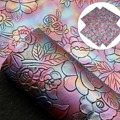 Flower Pattern Imitation Leather Fabrics PW-WGB593C-05-1