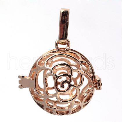 Rack Plating Brass Cage Pendants KK-S751-009KC-1