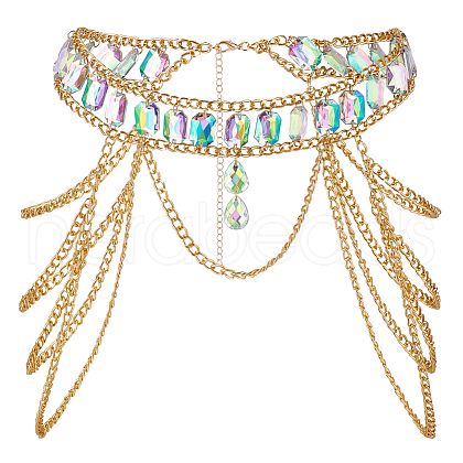 Rhinestone Cup Chains Belts AJEW-WH0470-61G-1