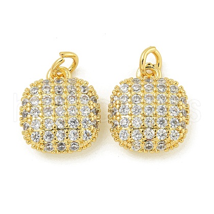 Rack Plating Brass Micro Pave Clear Cubic Zirconia Charms KK-Z067-23G-02-1