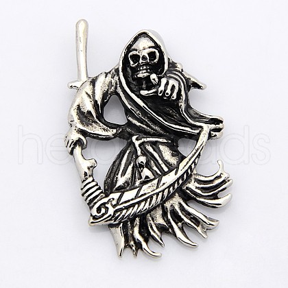 Retro Grim Reaper 304 Stainless Steel Gothic Pendants STAS-F006-008-1