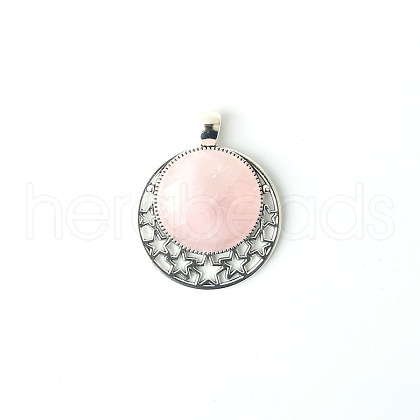 Natural Rose Quartz Pendants PW-WGDEB18-01-1