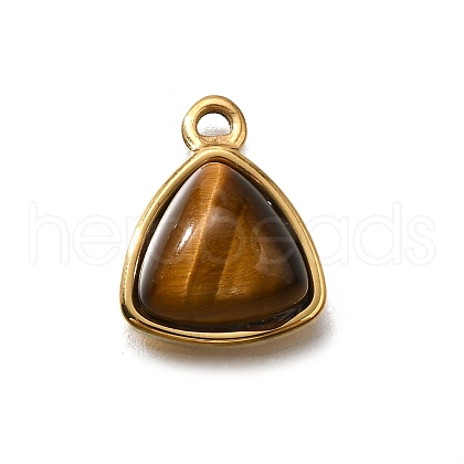 Natural Tiger Eye Triangle Charms STAS-D310-02G-01-1