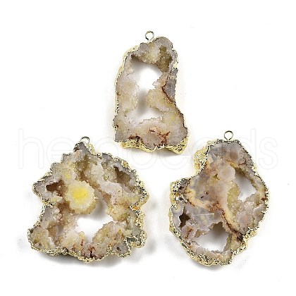 Dyed Nuggets Natural Druzy Geode Agate Big Pendants G-M287-09-1