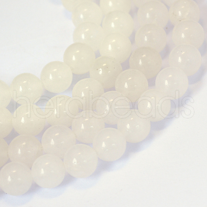 Natural White Jade Round Bead Strands X-G-E334-10mm-13-1