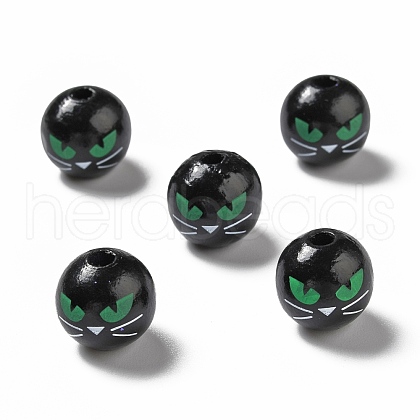 Halloween Spray Painted Wood Beads WOOD-C002-03-1