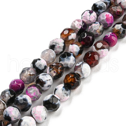 Dyed Natural Fire Crackle Agate Beads Strands G-G007-01B-1