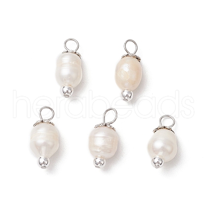 Natural Cultured Freshwater Pearl Rice Pendants PALLOY-JF03919-01-1