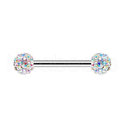 304 Stainless Steel Micro Pave Cubic Zirconia Nipple Rings WG2793F-15-1