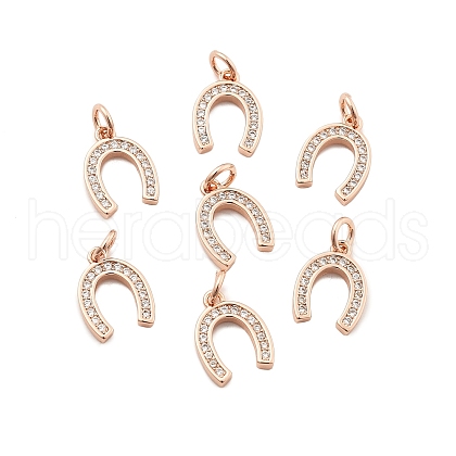 CZ Brass Micro Pave Cubic Zirconia Horse Shoe Charms ZIRC-L018-13RG-1