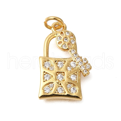 Rack Plating Brass Micro Pave Cubic Zirconia Pendants ZIRC-F142-12D-G-1