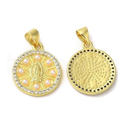 Rack Plating Brass Cubic Zirconia Pendants KK-Q771-02G-1