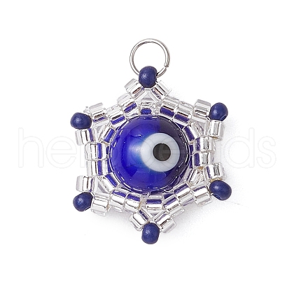 Beaded Star Eye Charms PALLOY-MZ00574-04-1