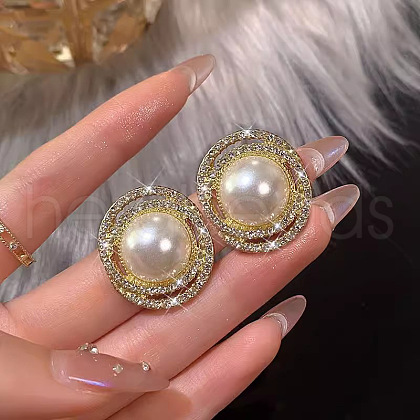 Alloy Imitation Pearl Stud Earrings WGC0511-25-1