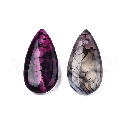 Natural Dragon Veins Agate Pendants G-N0325-16A-1