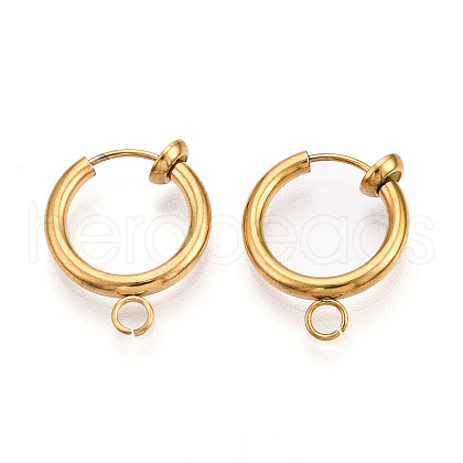 PVD Vacuum Plating 316 Surgical Stainless Steel Clip-on Hoop Earrings X-STAS-S101-13mm-01G-1