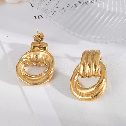 Fashionable Stainless Steel Ring Stud Earrings KL7576-1-1