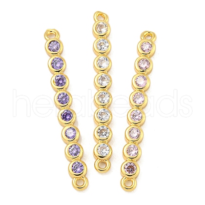 Brass Pave Cubic Zirconia Three Flat Round Links Connector Charms KK-P277-52C-A-1