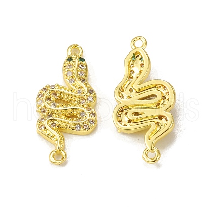 Brass Micro Pave Clear & Green Cubic Zirconia Connector Charms KK-E068-VB057-1