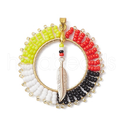 Bohemia Style Handmade Glass Seed Beads Pendants PALLOY-MZ00212-1