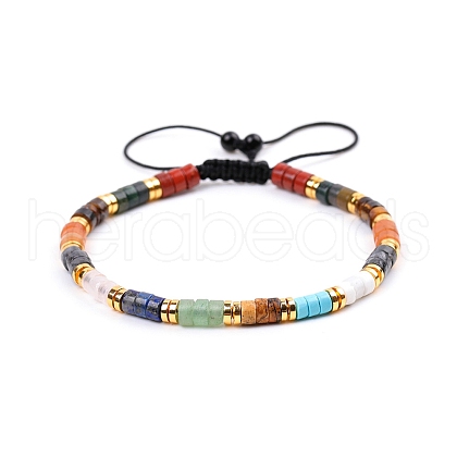 Natural Mixed Gemstone Braided Bead Bracelets for Women PW-WG20352-08-1