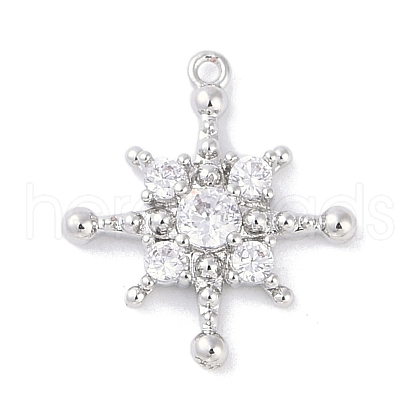 Brass Pave Clear Cubic Zirconia Pendants KK-F875-10P-1