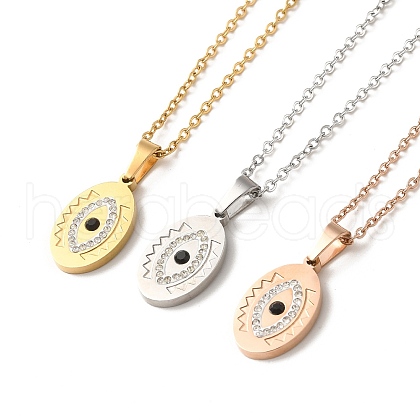 Horse Eye PVD Vacuum Plating 304 Stainless Steel Pendant Necklaces NJEW-G125-02-1