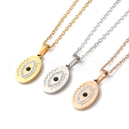 Horse Eye Vacuum Plating 304 Stainless Steel Pendant Necklaces NJEW-G125-02-1