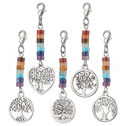 Alloy Tree of Life Pendant Decorations HJEW-JM02062-1