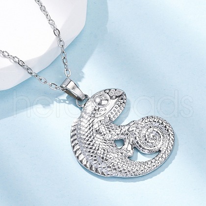 304 Stainless Steel Pendant Necklaces NJEW-H059-07P-1