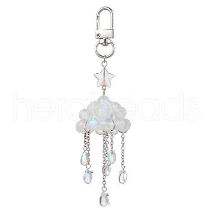 Cloud Alloy and Synthetic Moonstone Pendant Decorations HJEW-TA00329-1