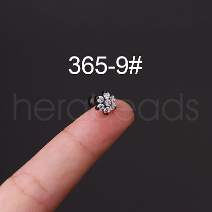 316L Surgical Stainless Steel Micro Pave Clear Cubic Zirconia Cartilage Earrings WG35966-09-1