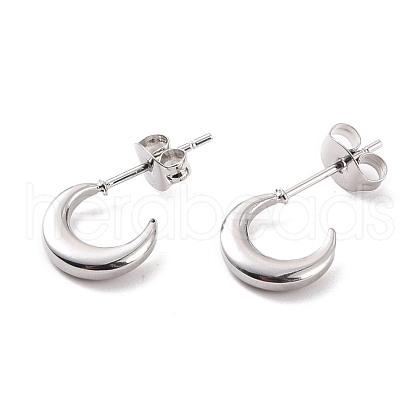 Non-Tarnish 304 Stainless Steel Crescent Moon Stud Earrings for Women EJEW-F280-05A-P-1