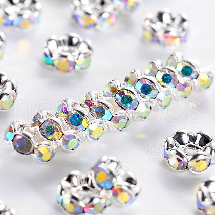 Brass Rhinestone Spacer Beads RB-A014-L5mm-28S-NF-1