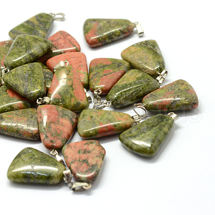 Trapezoid Natural Unakite Pendants G-Q359-12-1