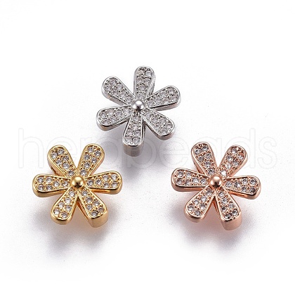 Brass Micro Pave Cubic Zirconia Slide Charms ZIRC-F094-23-RS-1