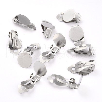 304 Stainless Steel Clip-on Earring Setting STAS-L244-49P-1