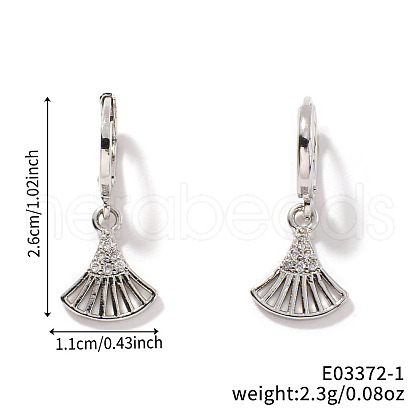 Fan-shaped Brass Rhinestone Hoop Earrings SE3801-1-1