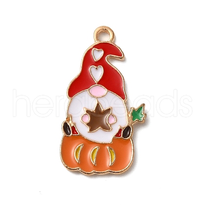 Thanksgiving Day Golden Tone Alloy Enamel Pendants X-ENAM-M002-02O-G-1