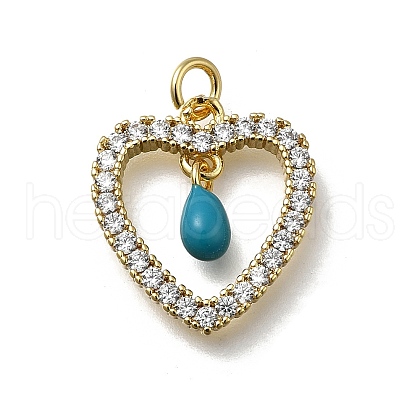 Brass Micro Pave Cubic Zirconia Pendants KK-C090-01G-01-1