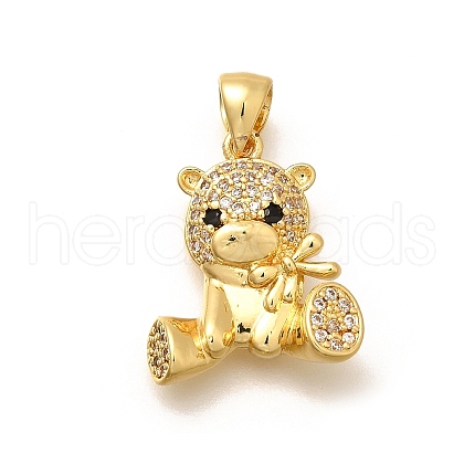 Rack Plating Brass Micro Pave Cubic Zirconia Pendants KK-L226-006G-03-1