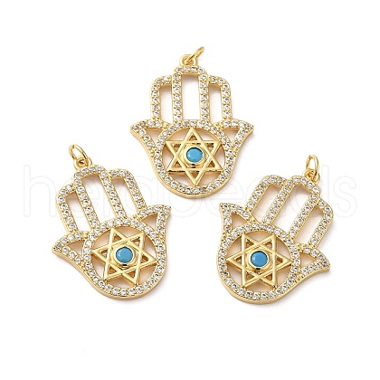 Rack Plating Brass Pave Cubic Zirconia Pendants KK-O142-19G-1