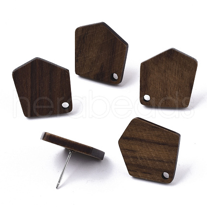 Walnut Wood Stud Earring Findings MAK-N033-002-1