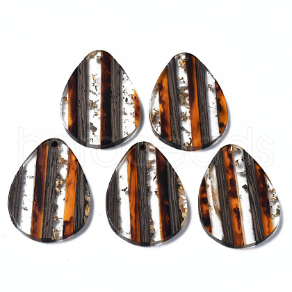 Transparent Resin & Walnut Wood Pendants RESI-N025-015A-A01-1